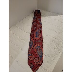 JOSKE'S Houston Men's Tie Red Blue Black Orange Paisley Necktie Made USA VTG